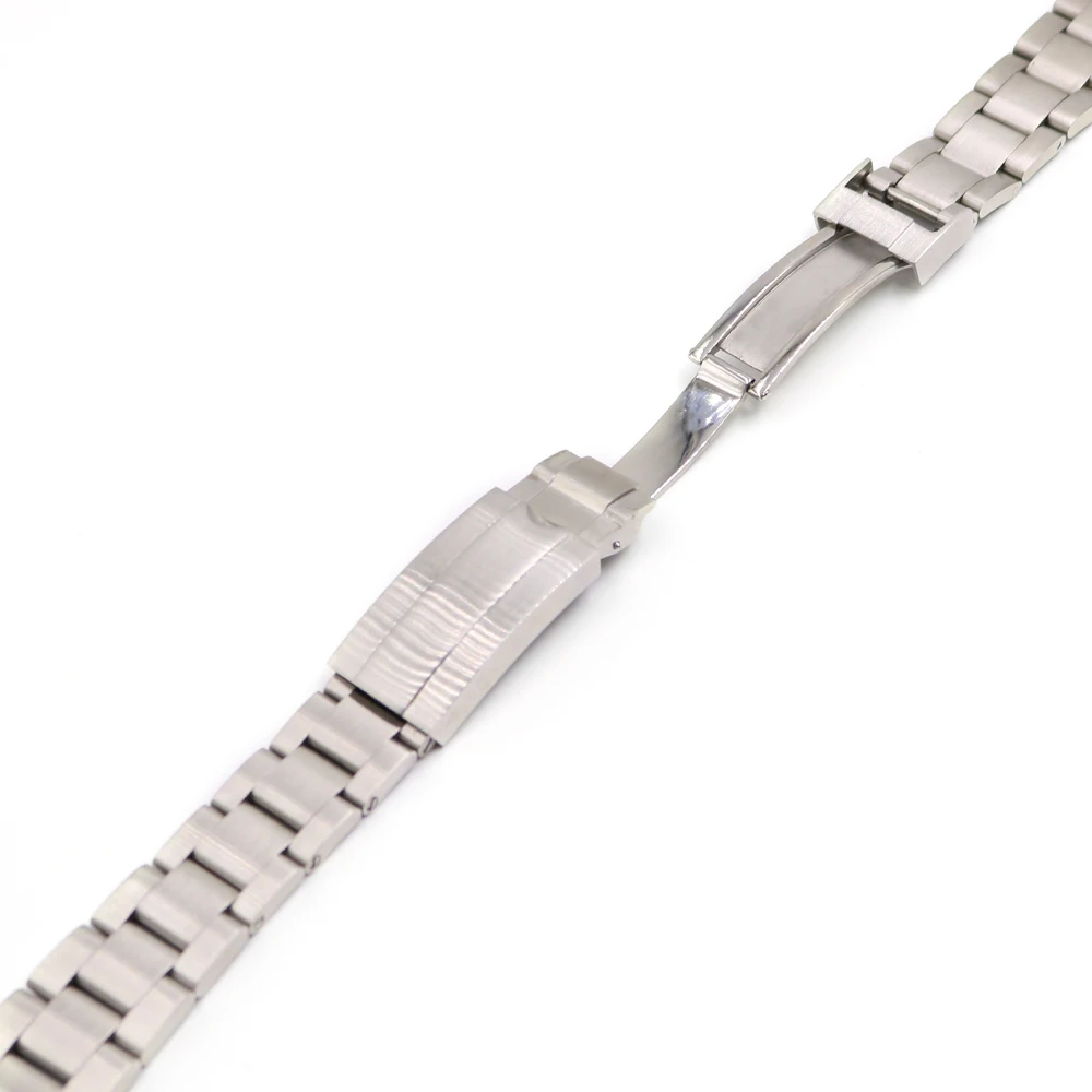 CARLYWET 20mm Silver Stainless Steel Solid Curved End Screw Links Glide Lock Clasp Watch Band Bracelet For Submariner GMT