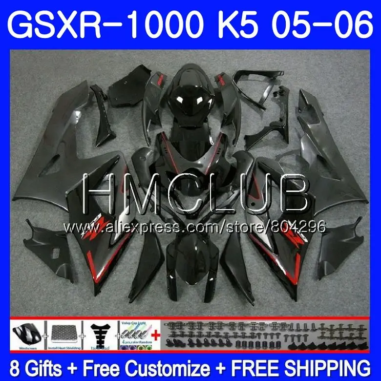 Детали корпуса для Suzuki серого и черного цветов, GSXR-1000 GSXR 1000 05 06 комбинезоны 33HM. 13 GSX-R1000 GSX R1000 05 06 K5 GSXR1000 2005 2006 обтекатель