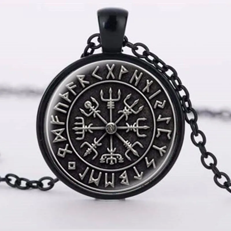 

1 unids Nordic Viking Cross in Rune Circle Pendant Jewelry Crystal Necklaces Cabochon Glass Dome Handmade Jewelry