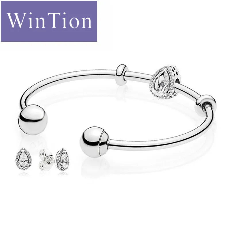 

WinTion PAN 925 standard sterling silver bracelet bracelet open bracelet DIY ladies jewelry original charm fashion