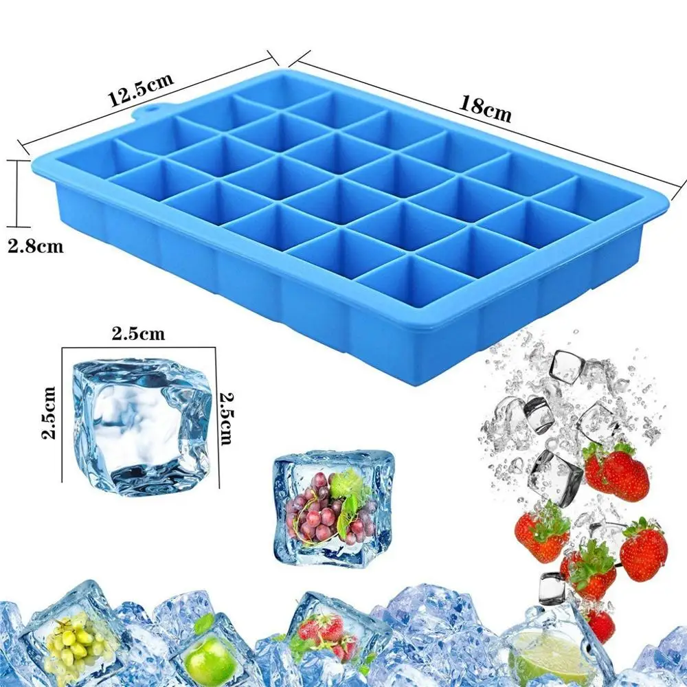 3 шт. силиконовый лед производитель кубиков 24 Отверстия пищевой контейнер для хранения льда виски со льдом лоток с крышкой квадратной формы самодельный лед плесень& xs