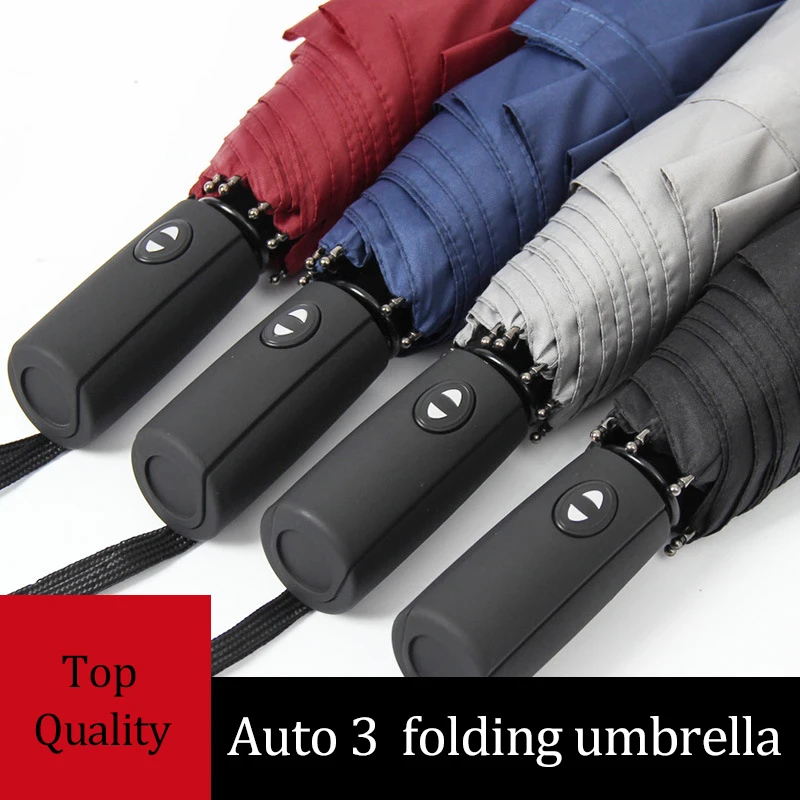 Free Shipping Wind Resistant 3 Folding Automatic Umbrella Male Auto