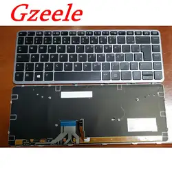 GZEELE новый для hp EliteBook Folio 1040 Бразилия португальский клавиатура MP-13A13USJ442 P/N: 736933-001 с подсветкой серебряная рамка