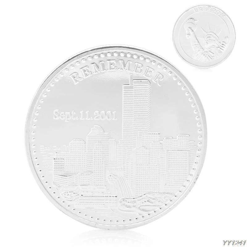 

Remember 09.11.2001 World Trade Center Freedom Silver Plated Commemorative Coin 1pc Y110-Dropshipping