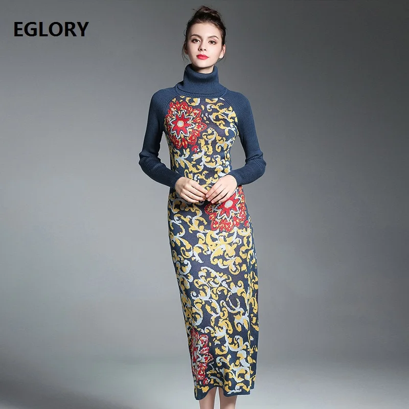 

Sweater Jumper 2018 Autumn Winter Turtleneck Women Thick Warm Knitted Sweater Dress Ladies Casual Long Sweaters Vestidos
