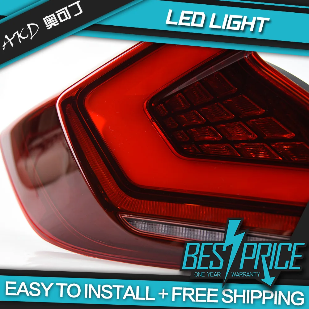 АКД светодиодный задние фонари Подходит для Honda Civic 10th G10 задний фонарь красный Копченый лампы стоп-сигнал