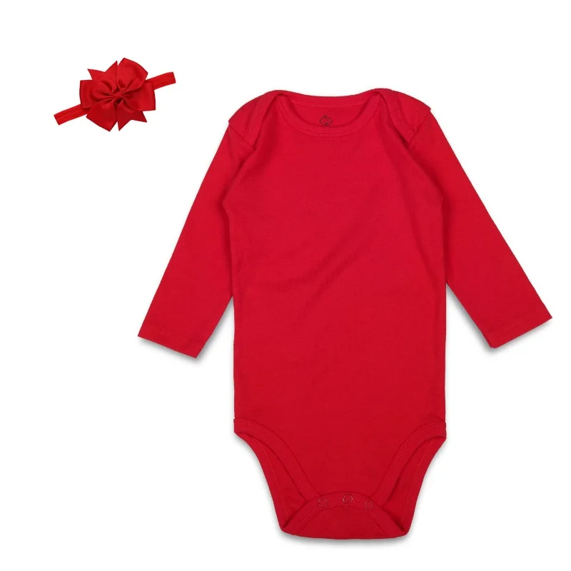 Красный Детский костюм из 2 предметов+ повязка на голову, комбинезон с короткими рукавами для новорожденных девочек, комбинезон для малышей, одежда для маленьких девочек модная одежда для детей от 0 до 24 месяцев - Цвет: REDHB03-L