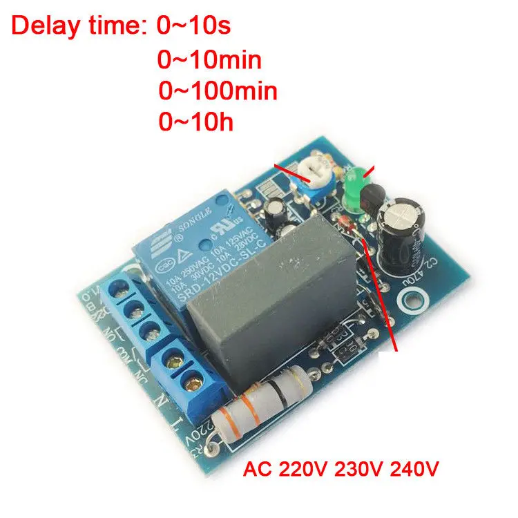 AC220V 230V 240V регулируемый таймер задержки включения/выключения Время релейный