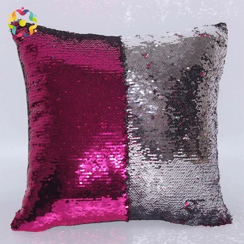 

ZJFC Mermaid DIY Sequin Cushion Cover Magical Throw Pillowcase 40X40cm Color Changing Reversible Pillow Case For Home Decor