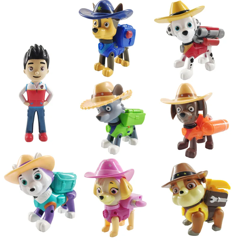 

8Pcs/set Paw Patrol Dog Rescue Cowboy Puppies Tracker Everest Ryder Chase Action Figure Model Decoration Toy Children Gift