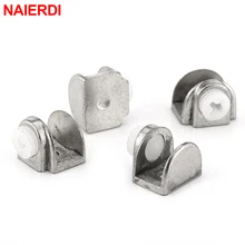 4 pces ned meia redonda grampos de vidro liga de zinco prateleiras suporte niquelar acabamento canto suporte clipes para 8mm grosso mobiliário ferragem