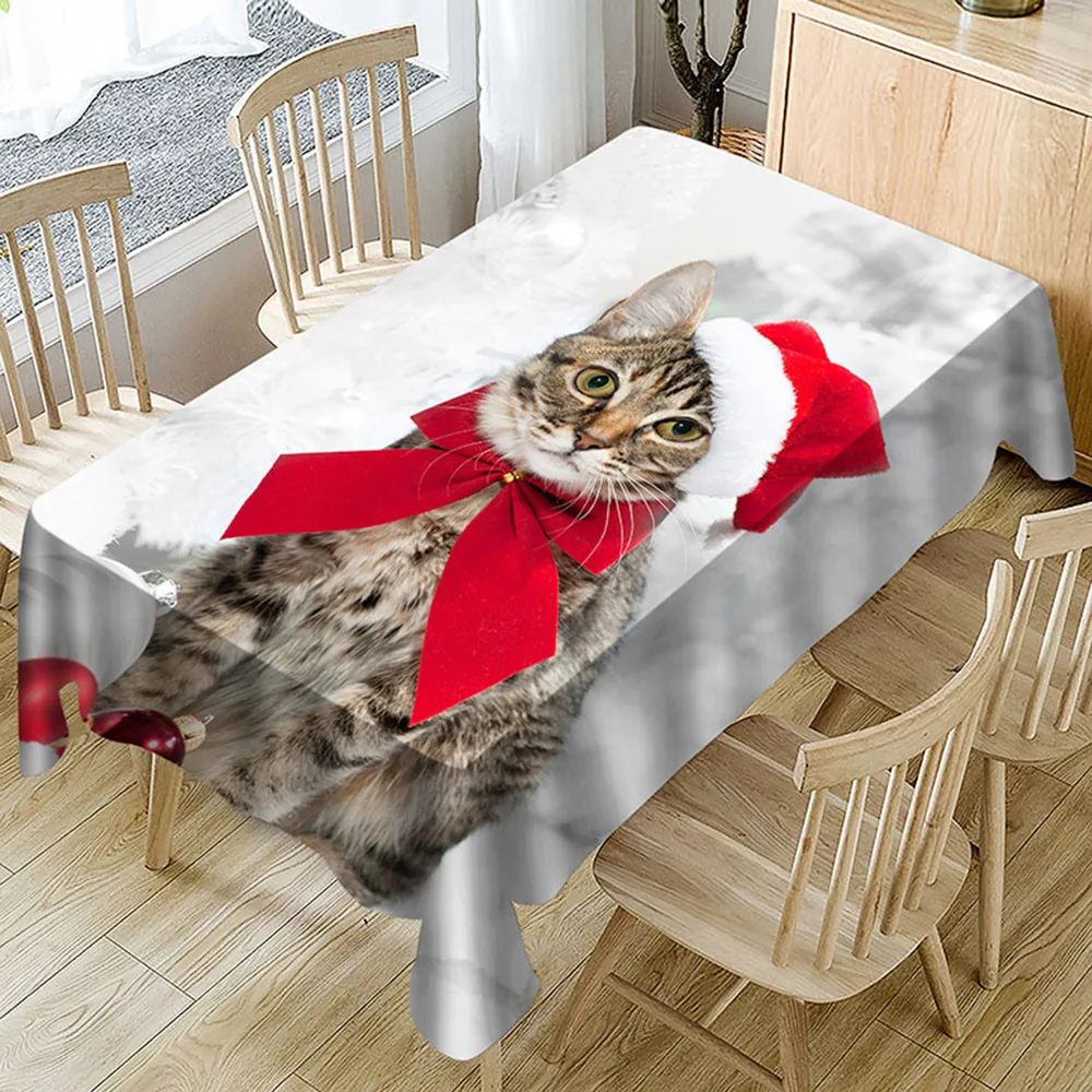 

Christmas Tablecloth Print Rectangle Table Cover shabby chic Holiday Party Home Decor toalha de mesa retangular