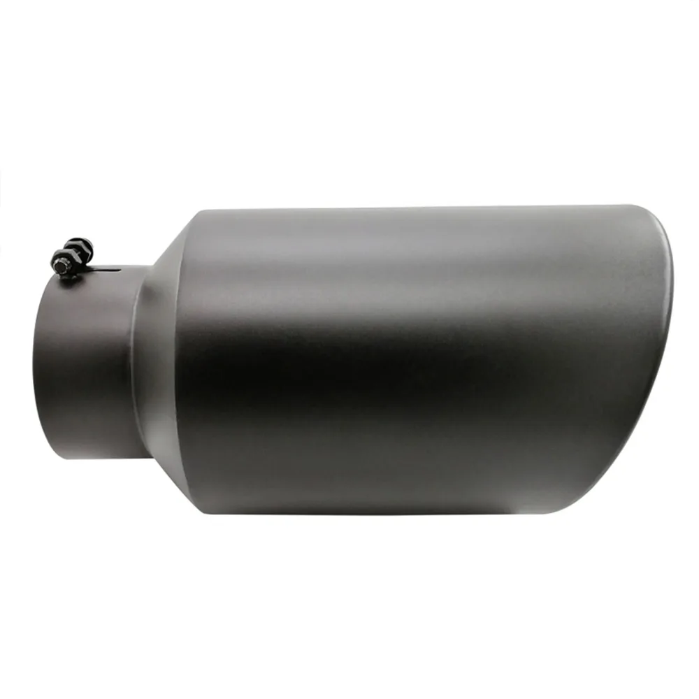 VictSing Muffler Car Exhaust Universal Car Chrome Stainless Steel Exhaust Tail Pipe Low Noise Bolt-On Exhaust Tip Black 15 inch (14)