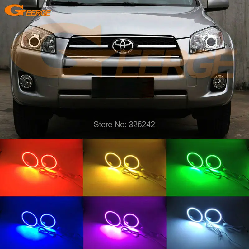 For Toyota RAV4 2009 2010 2011 2012 PROJECTOR HEADLIGHT Excellent Multi-Color Ultra bright RGB LED Angel Eyes kit Halo Rings for ford maverick 2005 2006 2007 excellent led angel eyes kit multi color ultra bright rgb led angel eyes halo rings