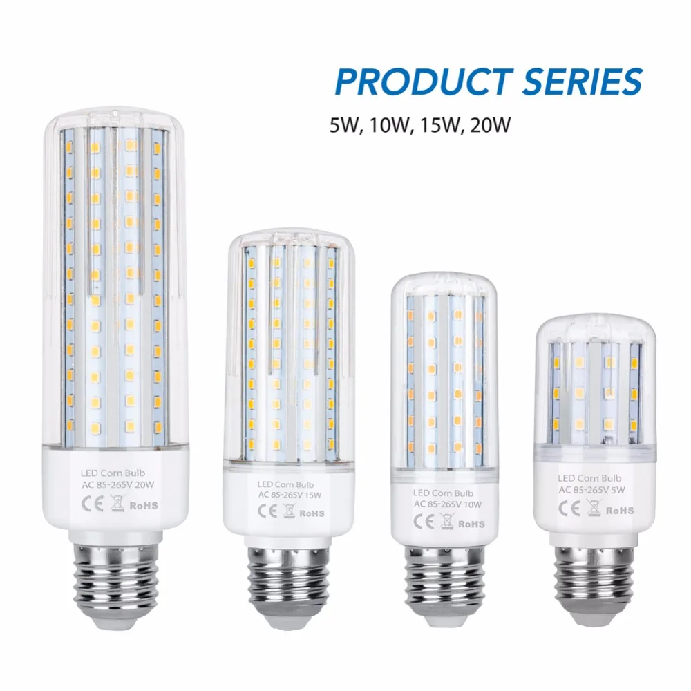 

E27 LED Lamp E14 LED Candle Bulb No Flicker 220V 2835 SMD High Power LED 5W 10W 15W 20W Corn Light Bulb For Home Lampada 110V