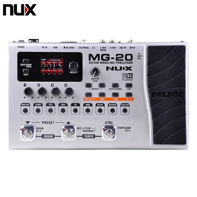 Cheap Guitar Multi-effects AMP Pedal Black NUX MG-20 Digitech Multi Effects Modeling Processor Guitarra Loop/ Volume New