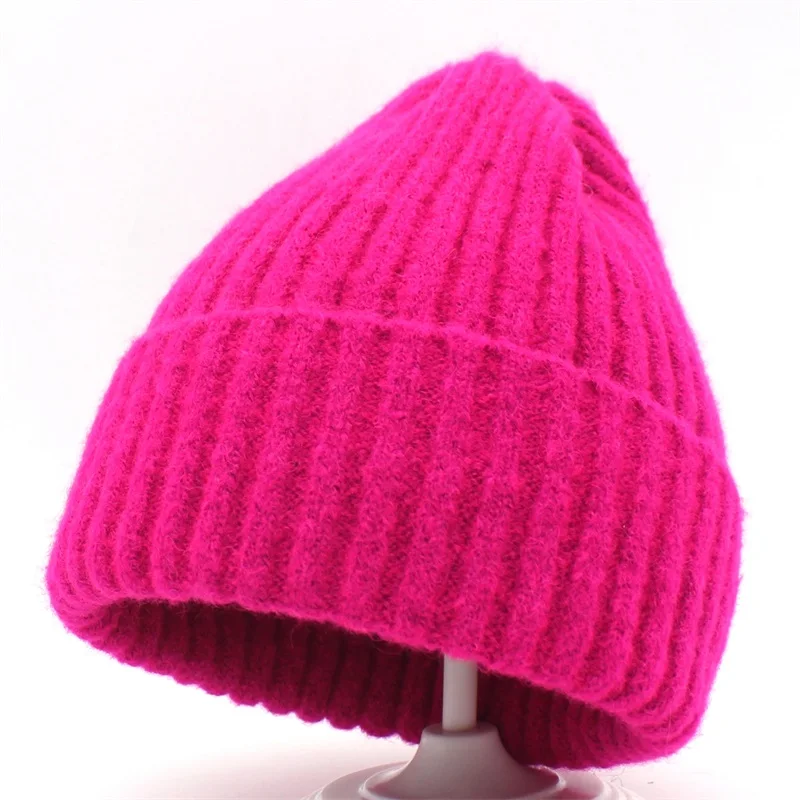 Ditpossible Девочек hat Мода трикотажные шапочки шляпы Женщины skullies Шапки - Цвет: rose red