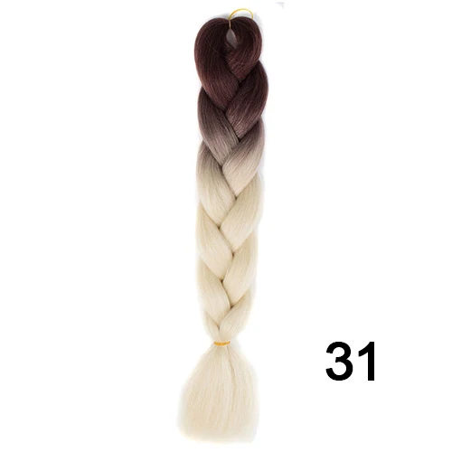 Шелковистые пряди, 24 дюйма, 100 г, Омбре, синтетические плетеные волосы для наращивания, для вязания крючком, косички, огромные косички, два тона, Омбре, цвет - Цвет: 31