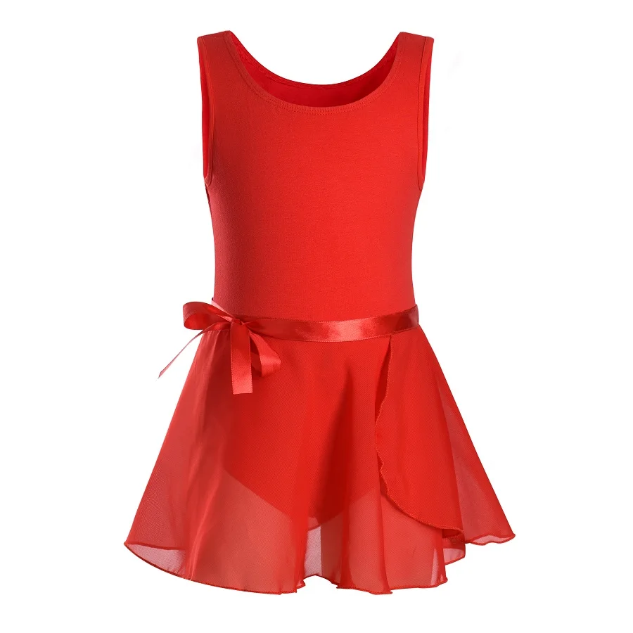 Модный детский баскетбольный балет на бретелях для девочек, танцевальная одежда для малышей без рукавов, платье-пачка с юбкой-пачкой - Цвет: Красный