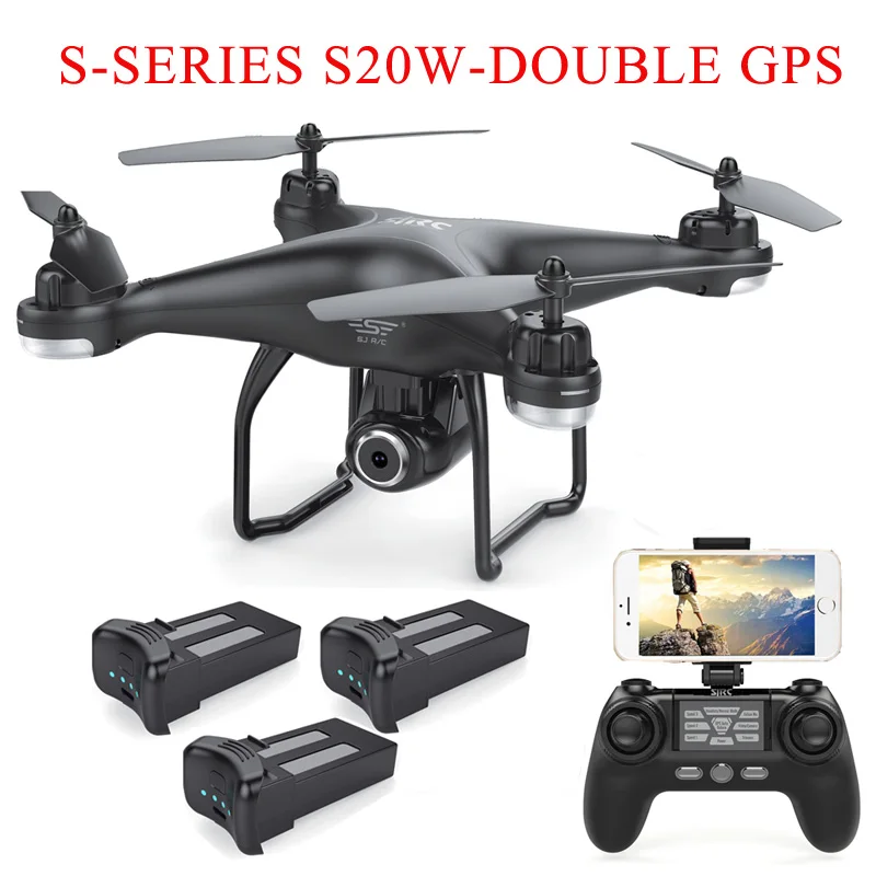 

SJRC S20W Double GPS Dynamic Follow WIFI FPV With 1080P / 720P Wide Angle Camera Multi Batteries RC Drone Quadcopter VS X21