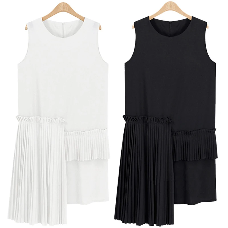 

CHICEVER 2019 Summer Pleated Summer Dress Women Tunic Black Ladies Party Dresses Female Clothes Fashion Vestidos Korean Casual