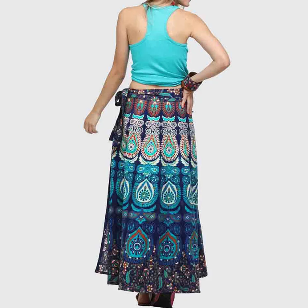 Стиль Женская Летняя мода принт Высокая талия пляжная длинная юбка Горячая Повседневная