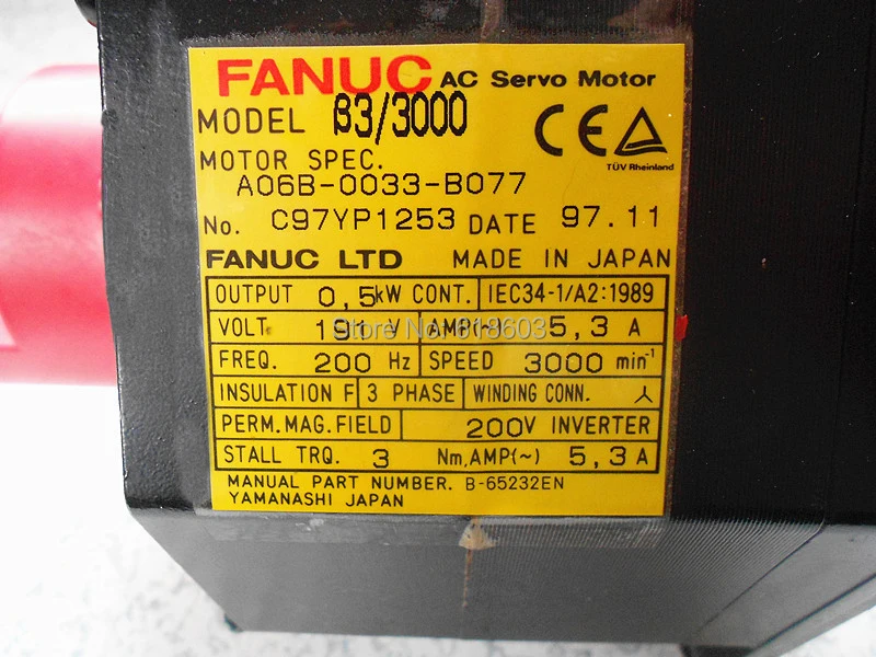FANUC USED MOTOR SERVO MOTOR CNC PARTS A06B-0033-b077 FANUC USED MOTOR SERVO MOTOR CNC PARTS A06B-0033-b077