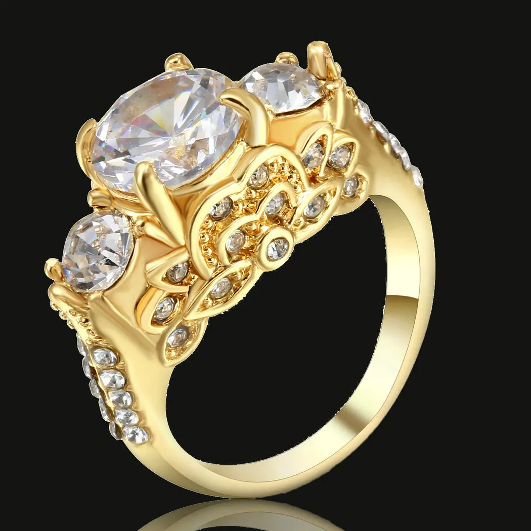 Classical Cubic Zirconia Forever Wedding Rings Silver Gold Color Clear Blue Rhinestones Lovers Ring Size 6 for Women Bijoux