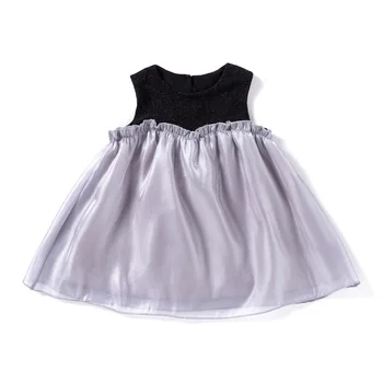 

Vlinder Baby Girl Dresses Baby girl Clothes Summer Black-grey Splicing sleeveless dress 9M~4T baby girls clothes