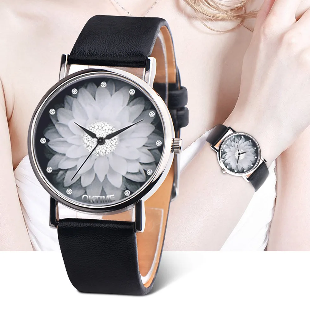 

Womens Ladies Printed Flower Casual Quartz Watch reloj mujer relogio feminino часы жнс montre femme zegarek damski saat relgio