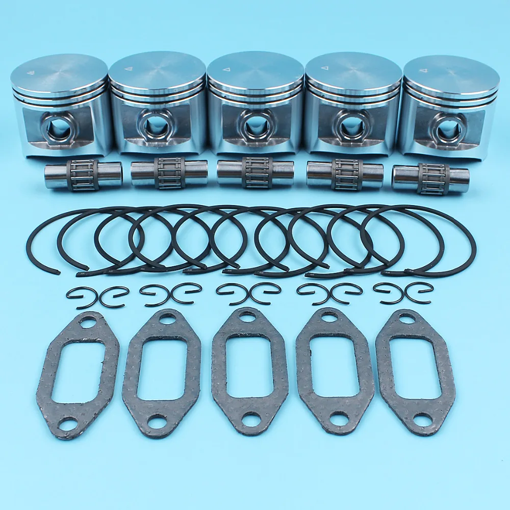 5 x (50mm) Piston Ring Pin/Finger Needle Bearing Kit For Husqvarna 362 365 371 372 Chainsaw #503909271 Muffler Gasket NEW Parts |