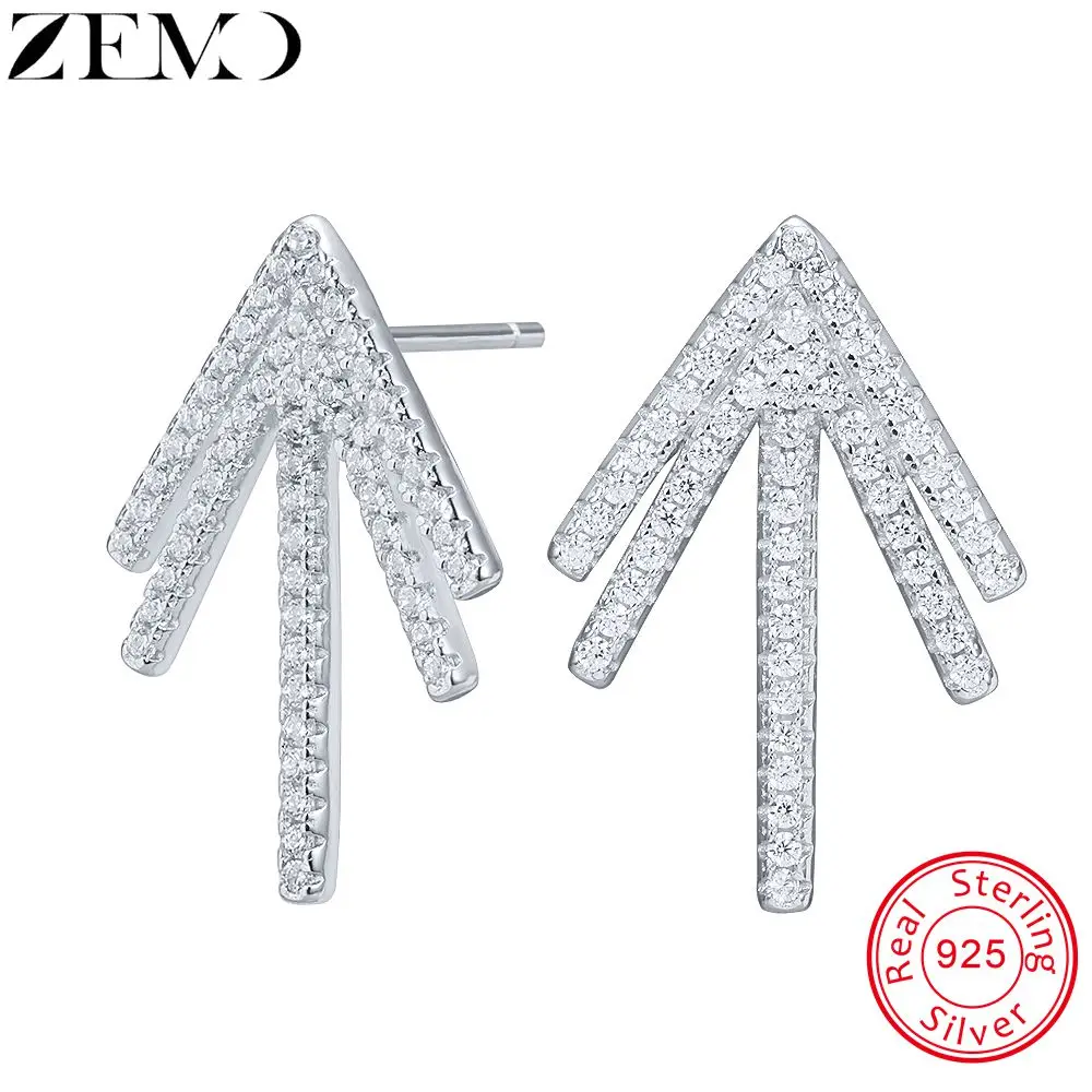 

ZEMO 925 Sterling Silver Stud Earrings Women's Earrings AAA Cubic Zircon Earrings for Women 2019 Fashion Jewelry for Best Friend