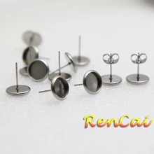100 шт 316L серьги-гвоздики из нержавеющей стали, серьги 6-20 мм, пустая основа, застежка-бабочка, пуш-ап для DIY минималистичные серьги