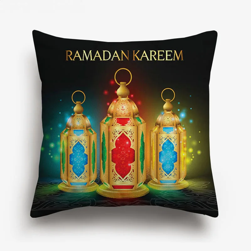 Наволочки с мультипликационным принтом Eid Mubarak Ramadan Kareem, исламский, мусульманский фонарь, Луна и звезда, льняная Наволочка на подушку, наволочка - Цвет: Светло-серый