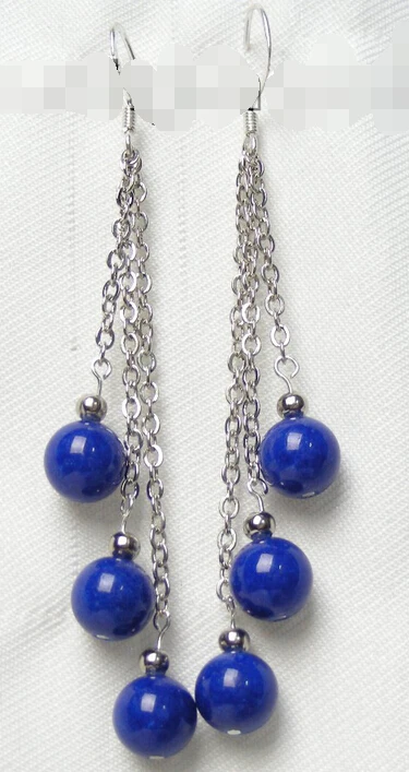 

hot sell new - shitou 00732 AAA 100% NATURE ROUND LAPIS LAZULI EARRING