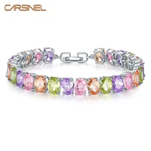 CARSINEL бренд класса люкс 6 цветов 18 см Звено Цепи Браслет AAA циркон CZ цвет красочные браслеты для женщин Свадебные ювелирные изделия подарок BR0166