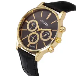 Классический Новый для мужчин часы кожаный ремешок Ремешок кварцевые повседневное часы Мужские лучший бренд Auyomatic механические #4a11