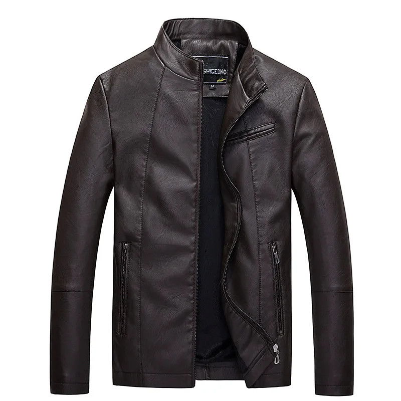 Men's PU Jackets Coats Autumn Winter Motorcycle Biker Faux Leather Jacket Men Clothes Thick Velvet Coats Size M-3XL