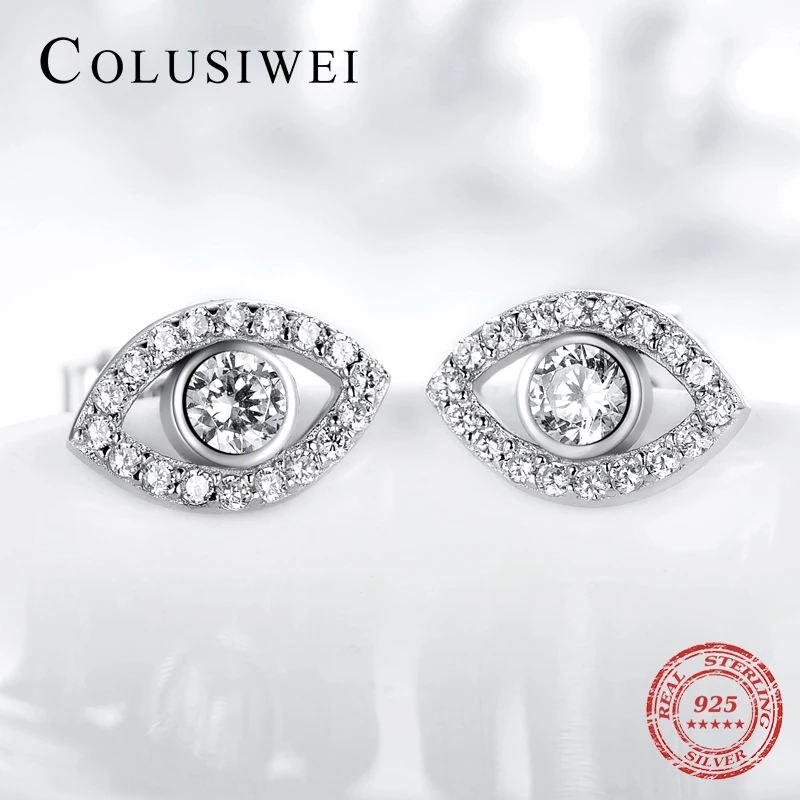 

Colusiwei 2019 Luxury 925 Sterling Silver Cubic Zirconia Clear Eyes Lucky Stud Earrings For Women Fashion Cute Fine Jewelry