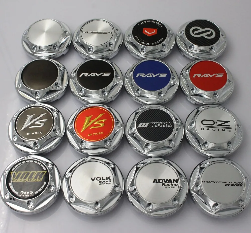 

Wholesale High Quality 68MM Chrome Wheel Center Hub Cap ADVAN VOLK RAYS VOSSEN ENKEI Emblem Badge WORK Sticker Car Covers Hubcap