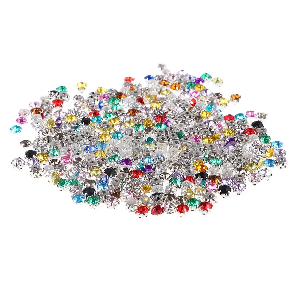 300 Pieces Sew On Diamante Crystals Acrylic Rhinestone Embellishment