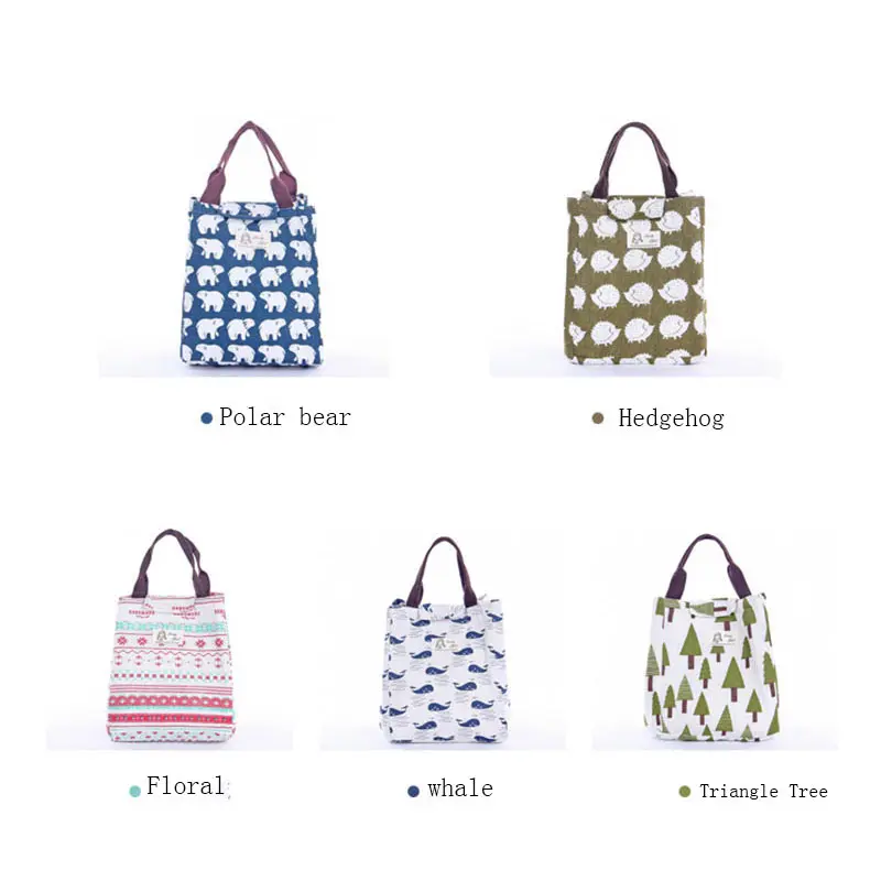 2018 Portable Canvas Waterproof Picnic Bag Insulation Package For Women Men Kids Lunch Food Storage Box Thermal Bag Cute Animal (41)