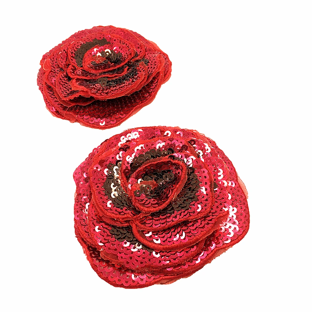 Dia10cm 3D Роза блесток патч красный цветок аппликация бисером цветы нашивки для одежды джинсы цветущие аппликации Parches AC1106