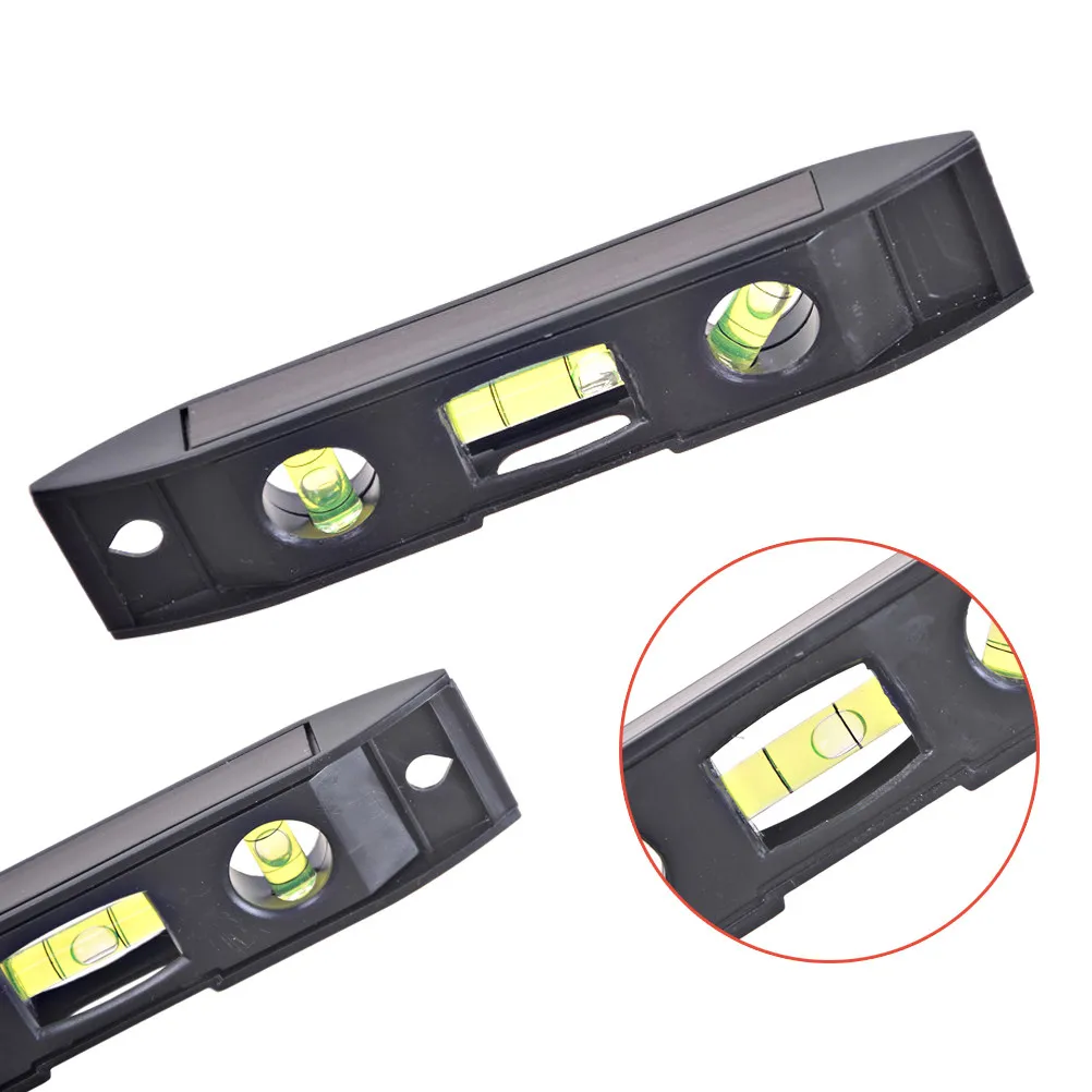 

1 PC Level Measure Tools Black Plastic Spirit Level Ruler Magnet Bubble Plumber Spirit Level Torpedo Measurement Tools