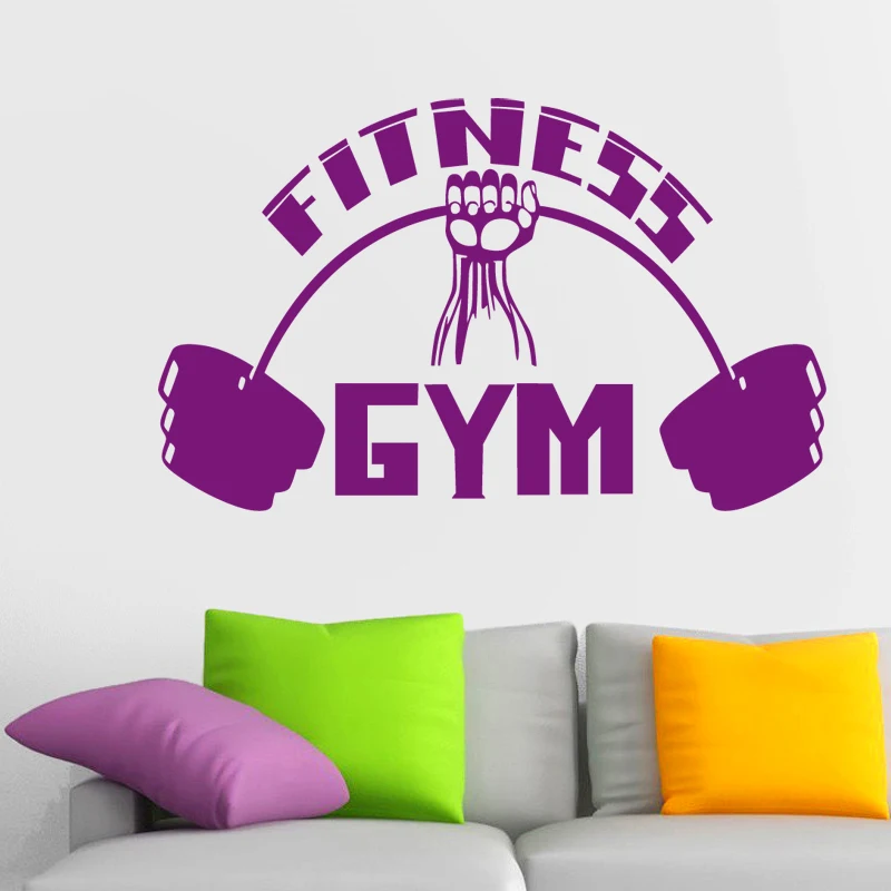 Gym Sticker Barbell Fitness Decal Body-building Posters Vinyl Wall Decals Pegatina Quadro Parede Decor Mural Gym Sticker
