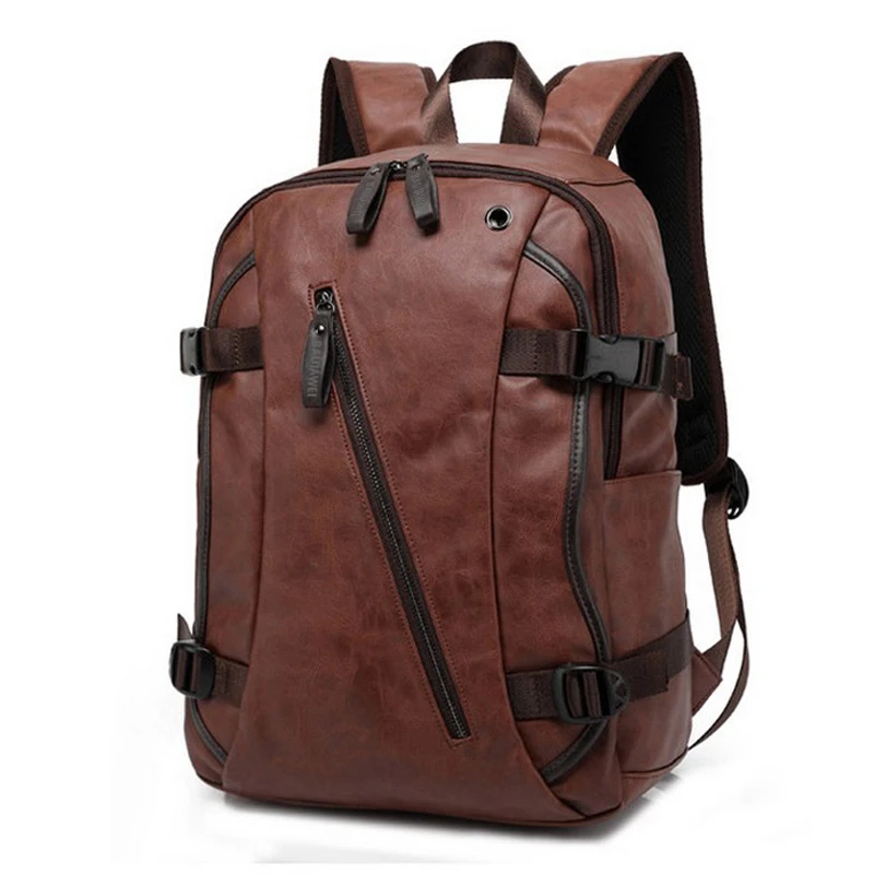 Vintage PU Leather Backpacks For Men College Bags School Travel Backpack Daypacks Mochila shoulder bag Man laptop | Багаж и сумки