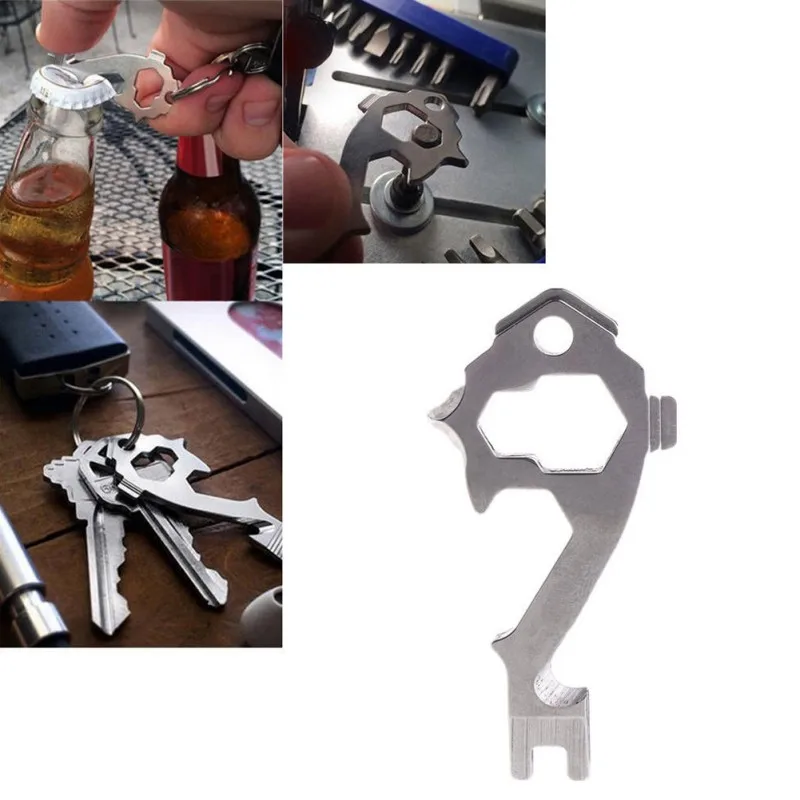 

High Quality Mini 20 In 1 Multi-tool Stainless Steel Carabiner Clip-on Camping Tool For Water Bottles
