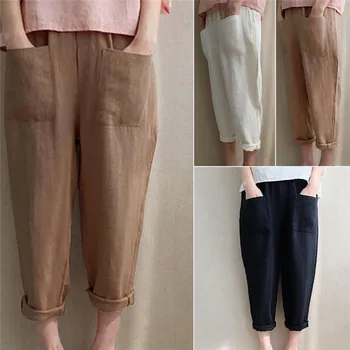 

2018 Spring Women Casual Harem Pants Loose Trousers For Women Solid Pants with Pockets Female Plus Size M-5XL Three Color