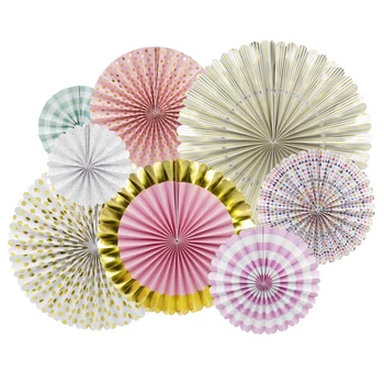 

NICROLANDEE 8Pcs Paper Flower Fan Set Birthday Party Decoration Creative Handmade Multi Color Folding Fan Party Supplie