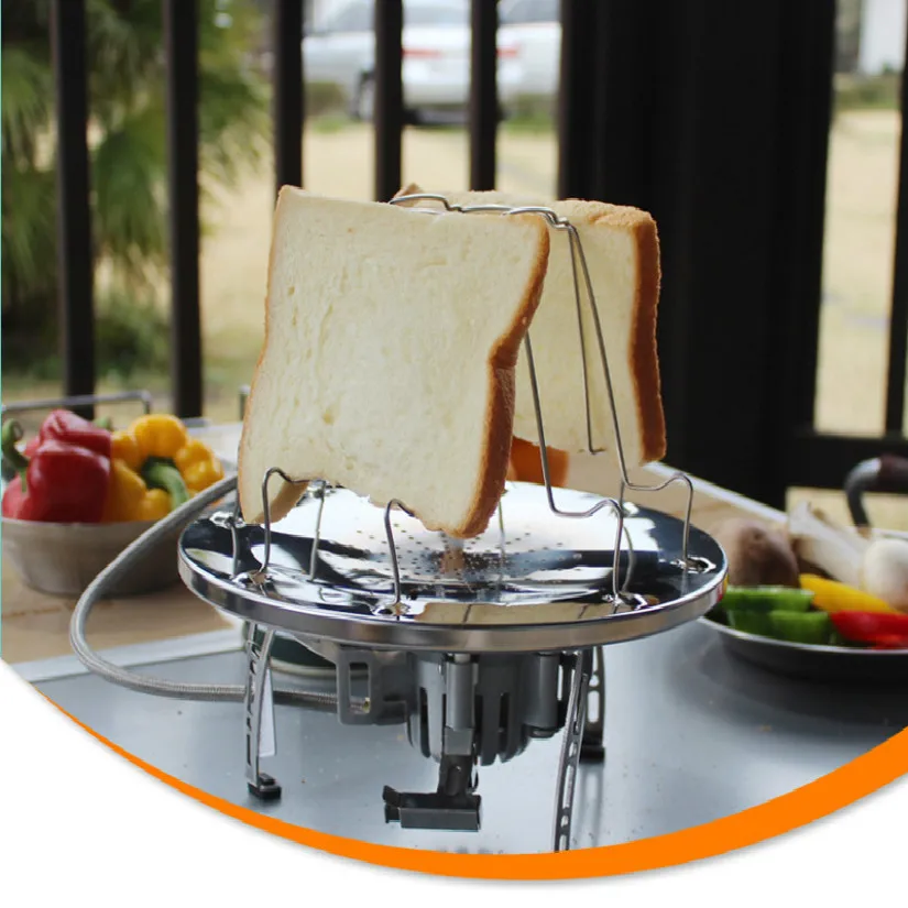 304 Stainless Steel Camping Toaster Rack 4 Slice Toast Tray Outdoor Picnic BBQ Foldable Bread